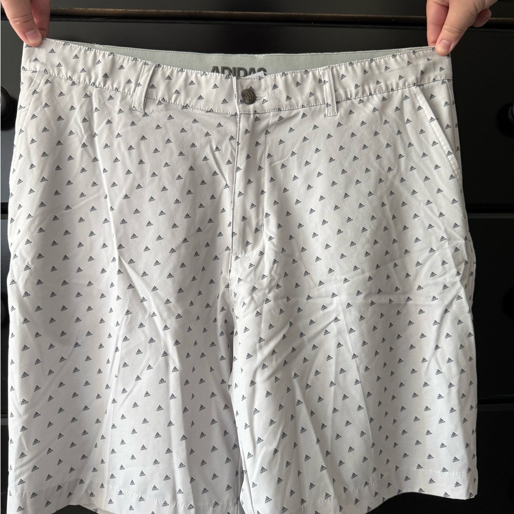 Adidas White and Gray Golf Shorts